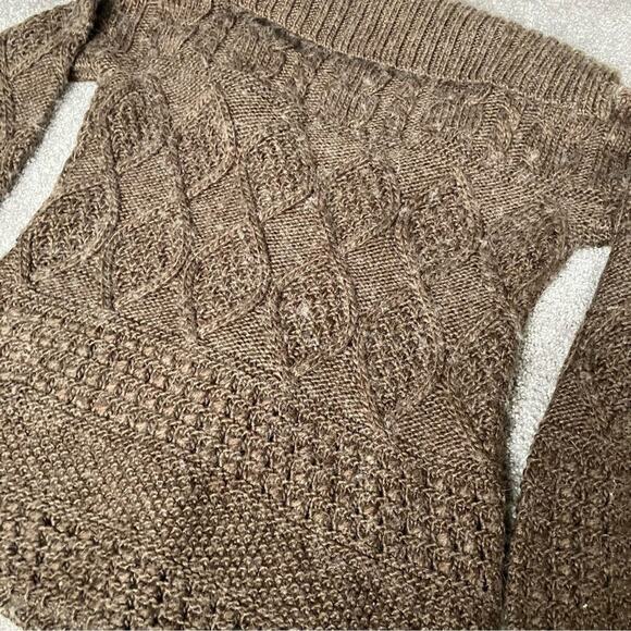 Carole Little Brown Cable Knit Wool Alpaca Blend Cardigan Sweater L Cottagecore - Picture 6 of 11